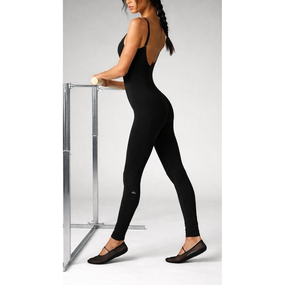 Alo Yoga Airbrush One And Done Bodysuit Black Womens Size S Jumpsuit NWT W8295R